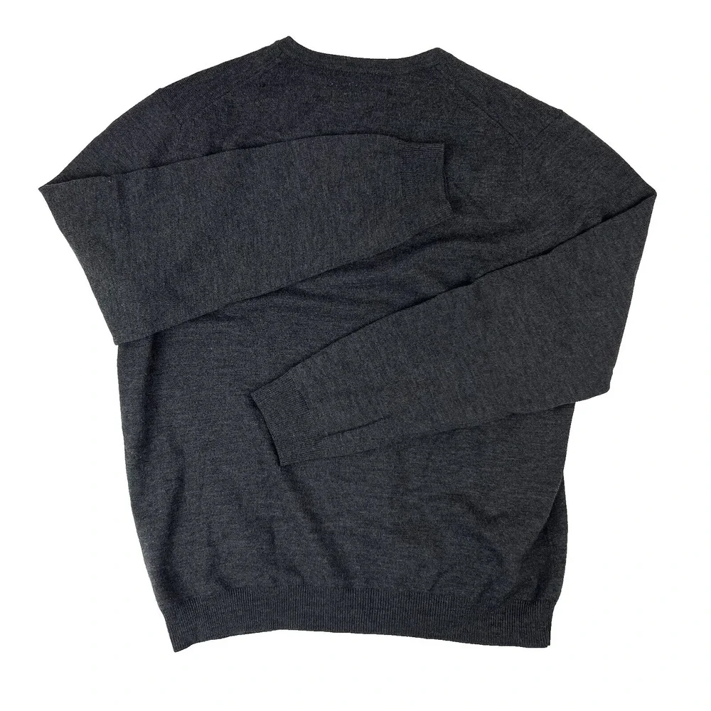 Brooks Brothers 346 Gray V-Neck L/S Wool Blend Sweater Mens Size Large‎ L